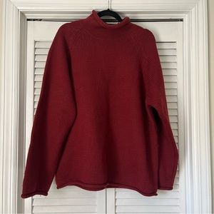J. Crew Roll Neck Mock Neck Red Wool Sweater